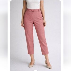 Piazza Sempione Italy Red Pinstripe Cropped Trouser Pants Cotton